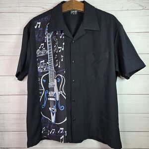 Vintage Steady Last Call Shirt Mens Sz XL Black Guitar Music Bowling Retro Camp
